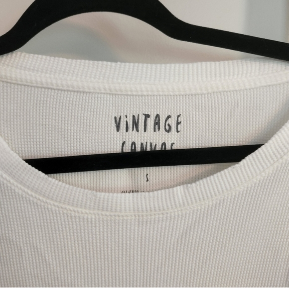 Vintage Canvas small Land of the Free waffle knit short sleeve crop top - Picture 2 of 7
